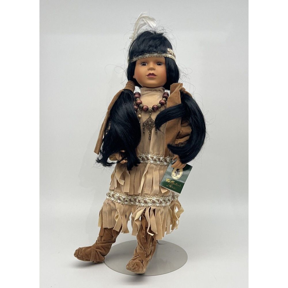 Geppeddo Native American Indian Porcelain Girl Doll 18" # 159/1800